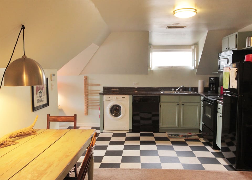 Kitchen and dining table off of entrance