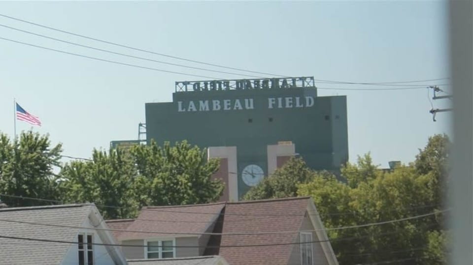 View from window.  Only 9 houses away from Stadium.  Easy 2 min walk to the game