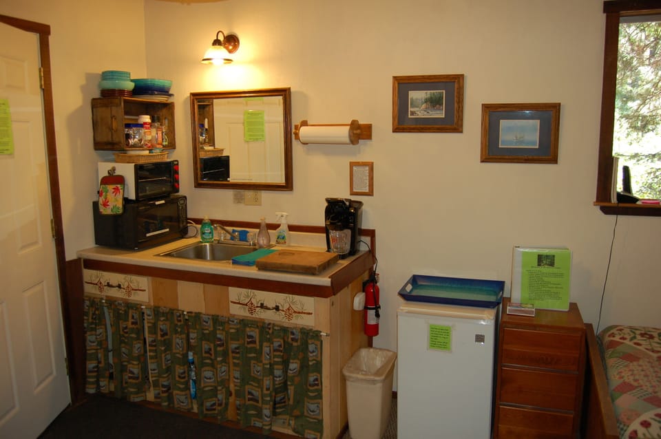 Kitchen sink, microwave, mini fridge