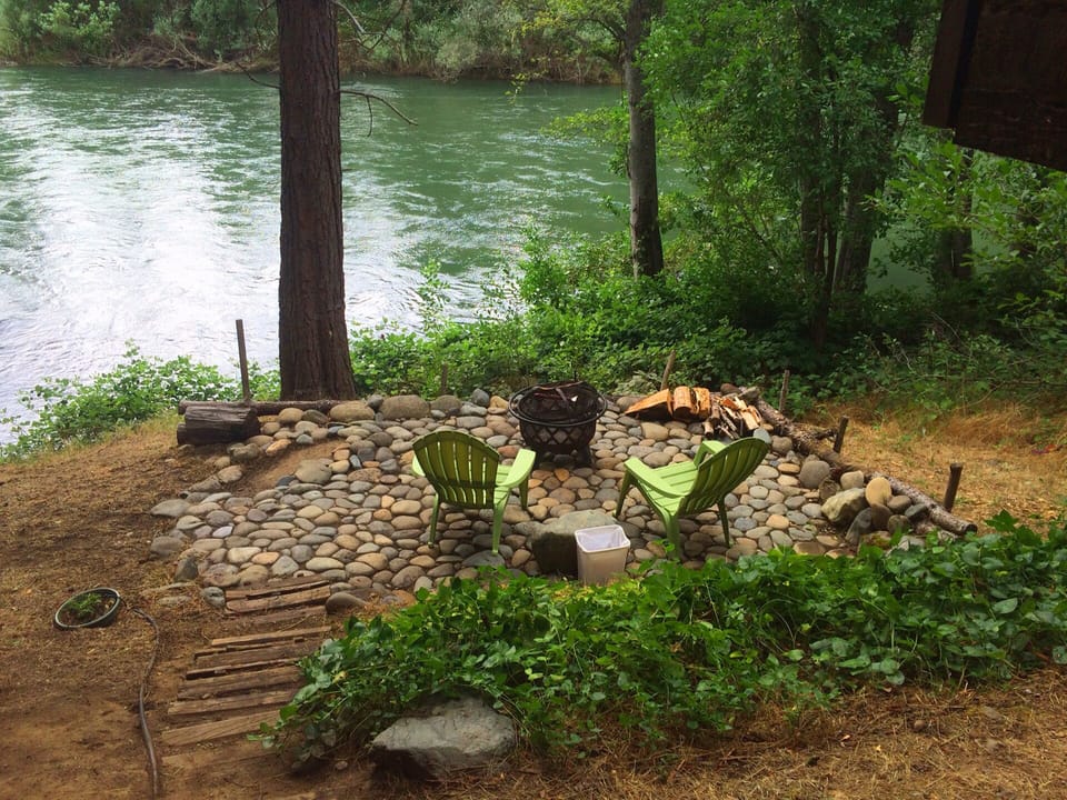 River landing with fire pit