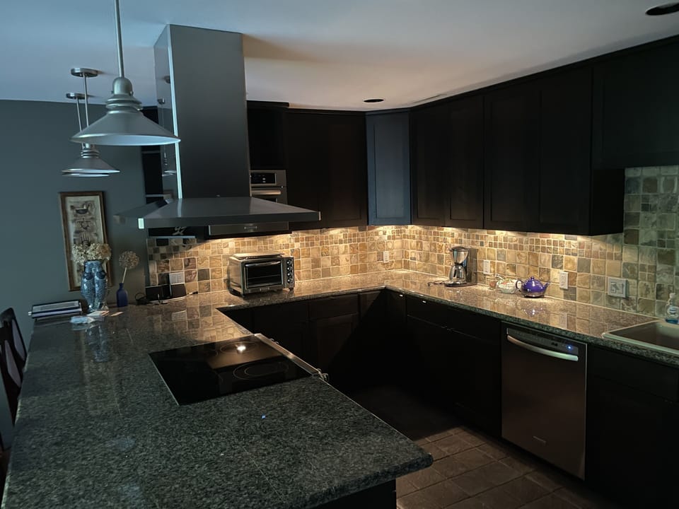 Granite Bar with plenty of Space for Visiting & Prep Area for Kitchen