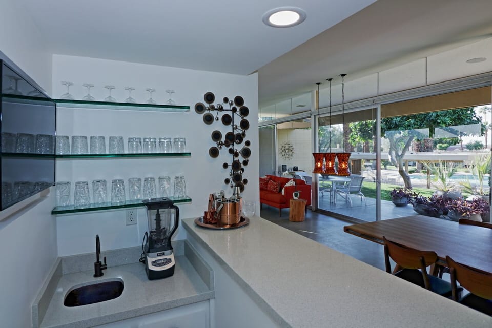Wet bar overlooking the patio
