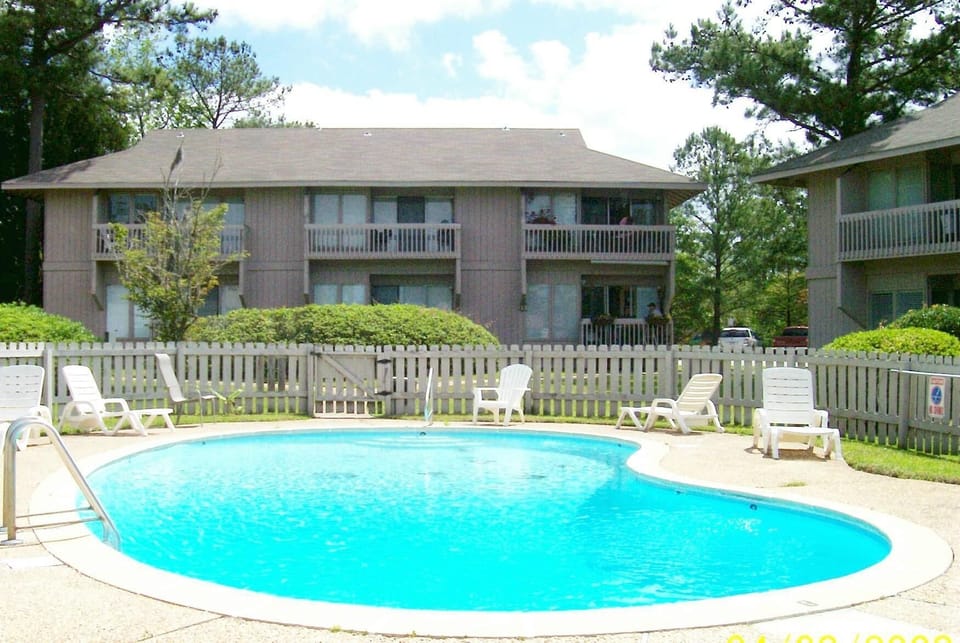 One of two pools on the property.