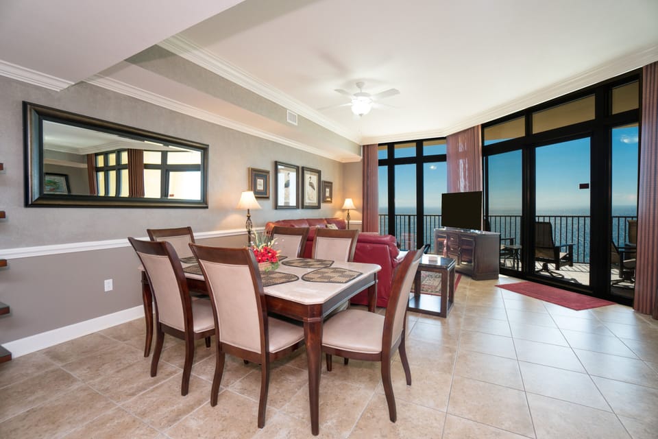 Granite dining table for six quest.