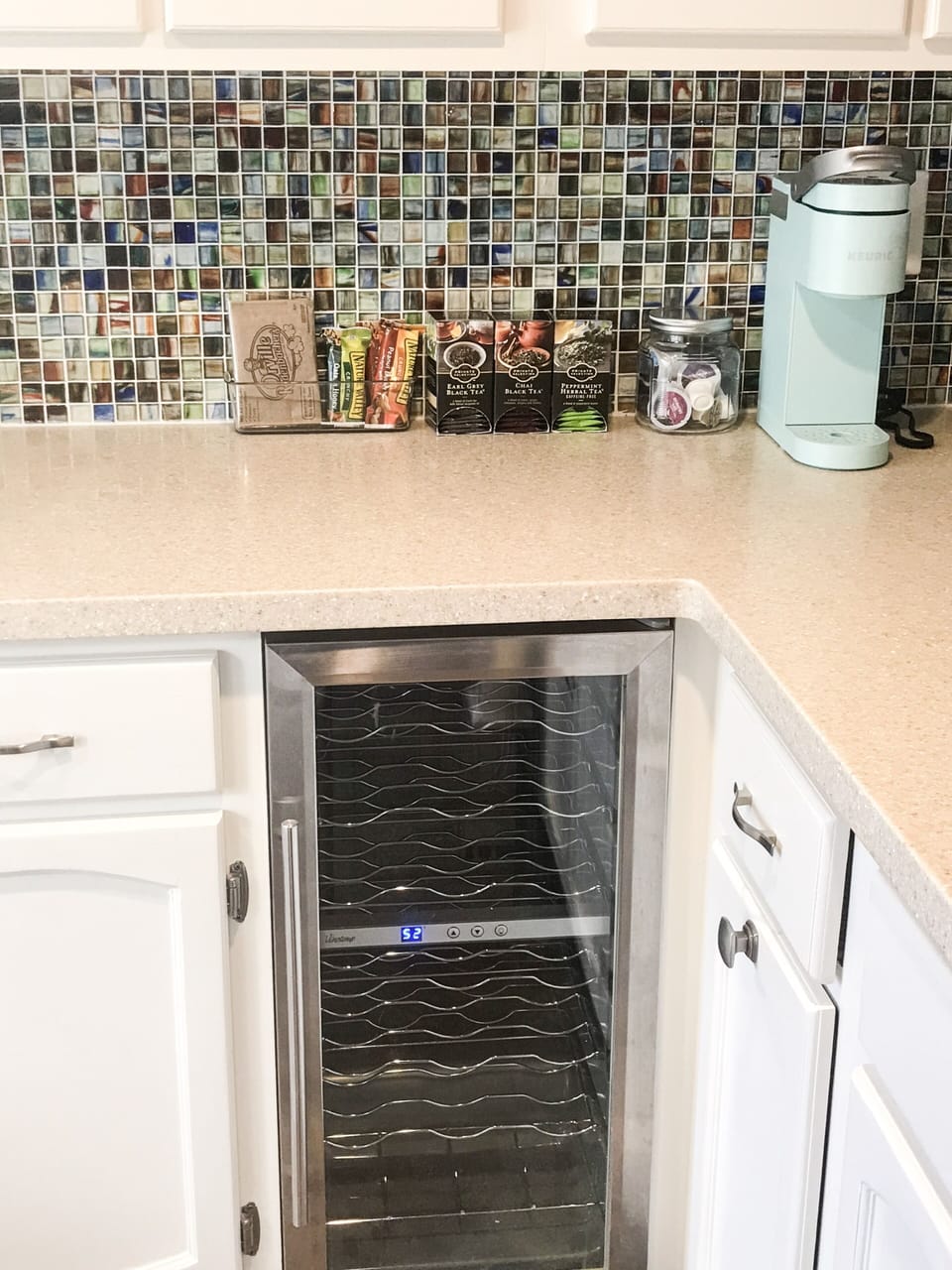 You'll find cooking staples like spices, condiments, pots/pans, utensils.