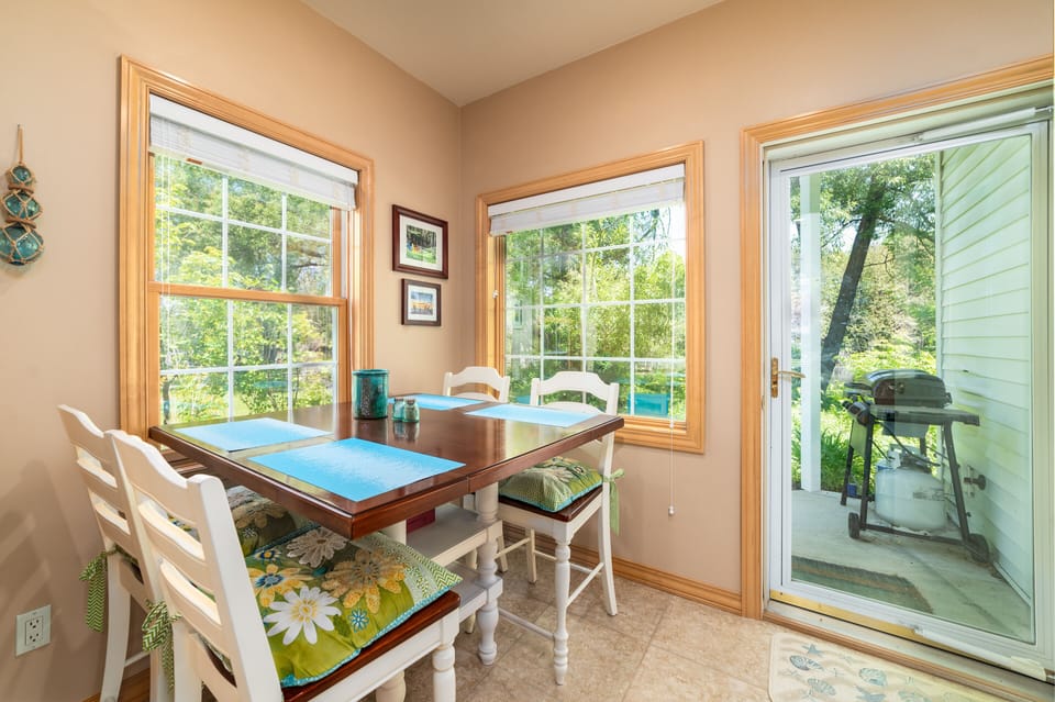 Indoor dining space. We have an extra folding table for seating up to 6.  