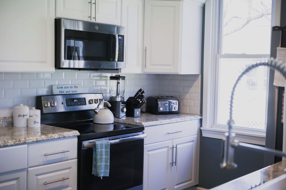 Microwave oven stove toaster blender knife set tea kettle