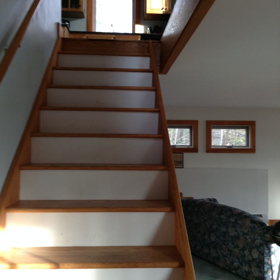 Open stairway from walk-in "basement" to the upstairs living area