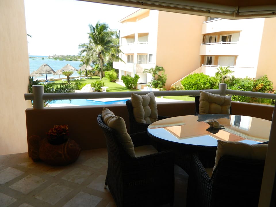 Spacious patio with your own charcoal grill 