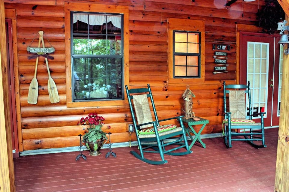 Rockers to Enjoy the Veranda with Lighted Ceiling Fans