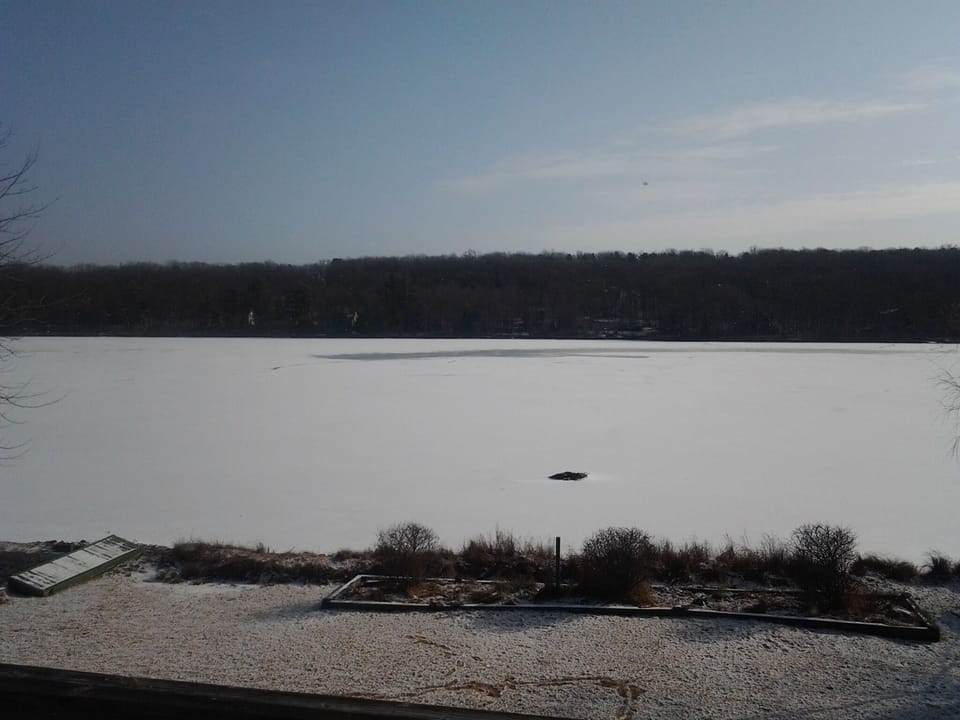 Snow on the lake in the winter