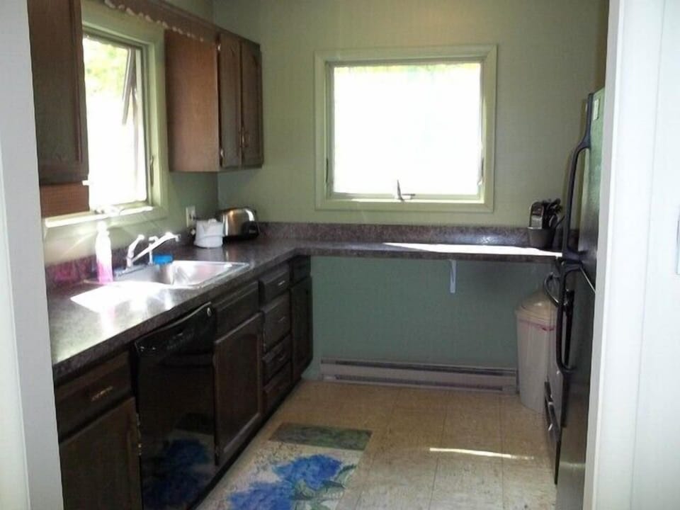 Upstairs Kitchen, new fridge, stove and dishwasher.