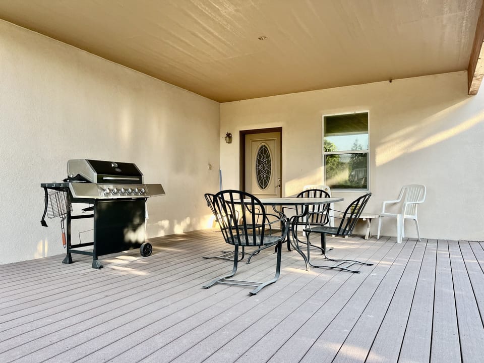 Covered Back Deck for BBQ or having morning Coffee