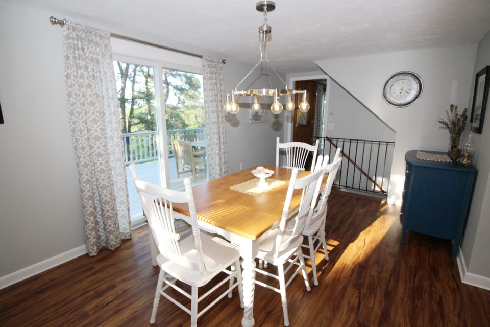 Dining room with slider to deck