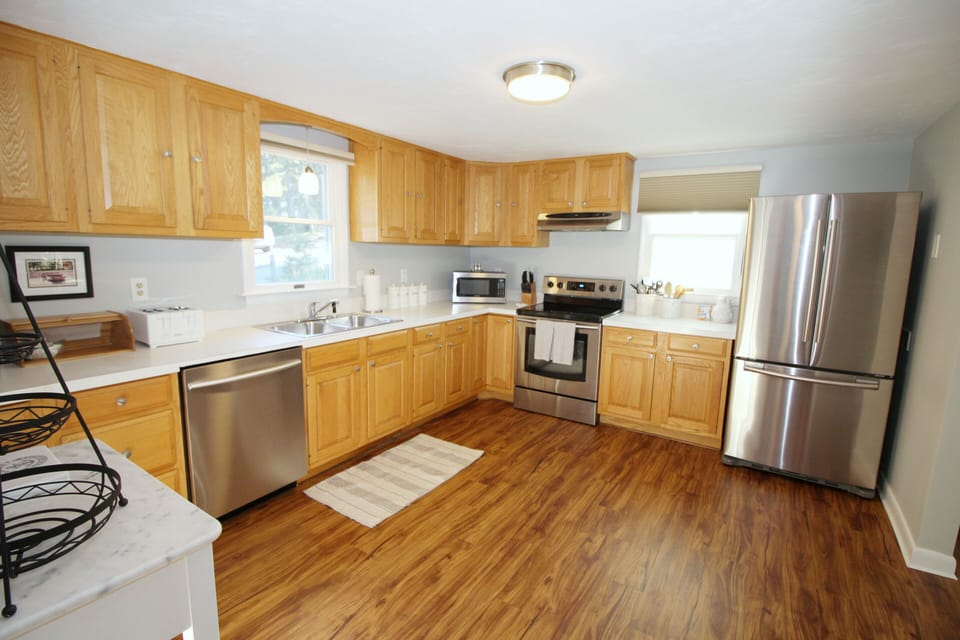 Well equipped kitchen with stainless appliances