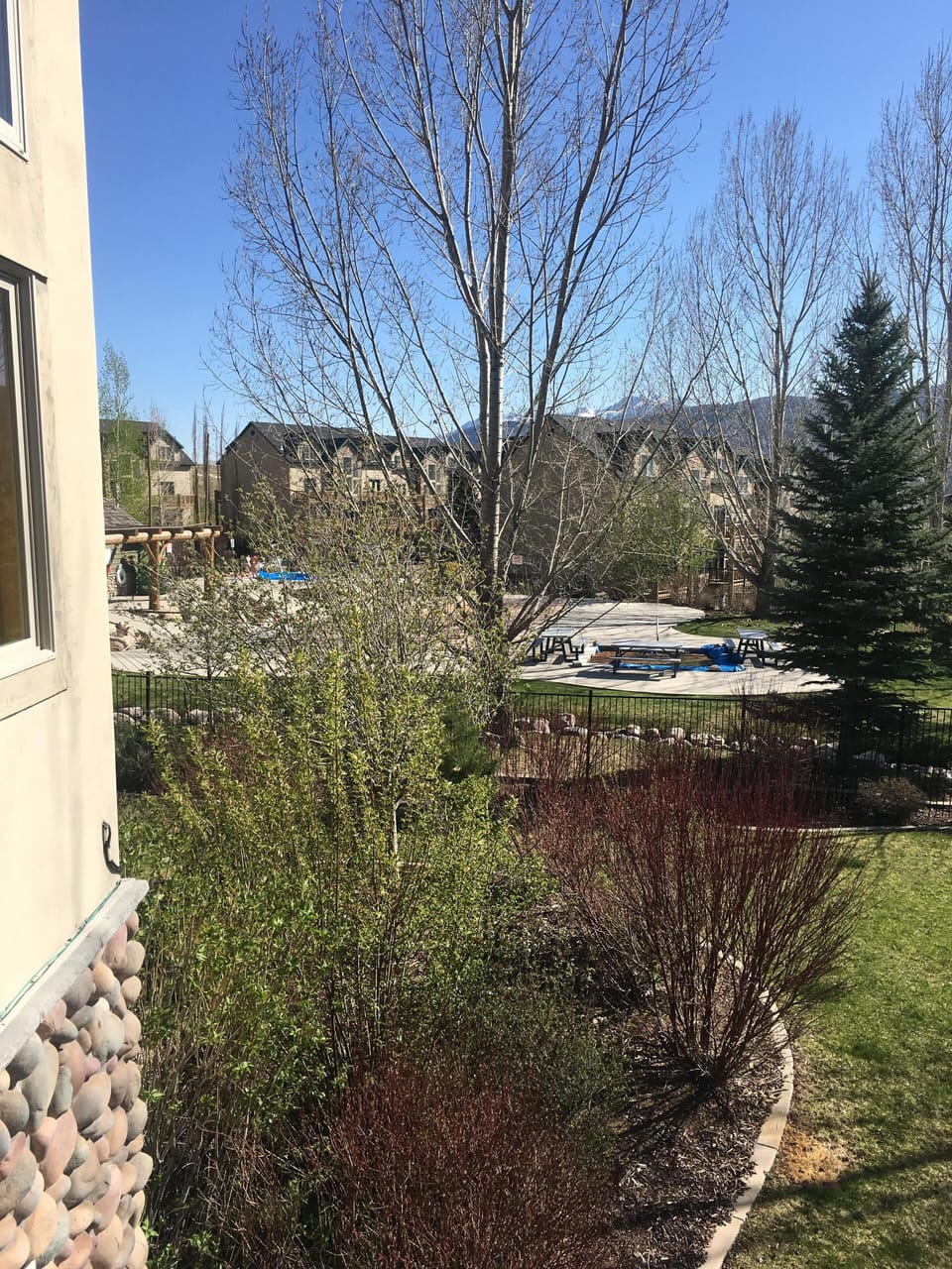 Clubhouse and pool next door.  View from deck looking left.