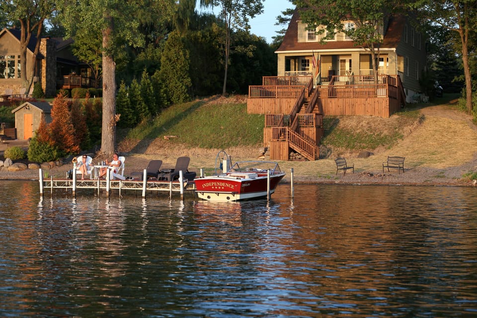 Covered Porch & Expansive decks offer venue for late afternoon sun & sun sets
