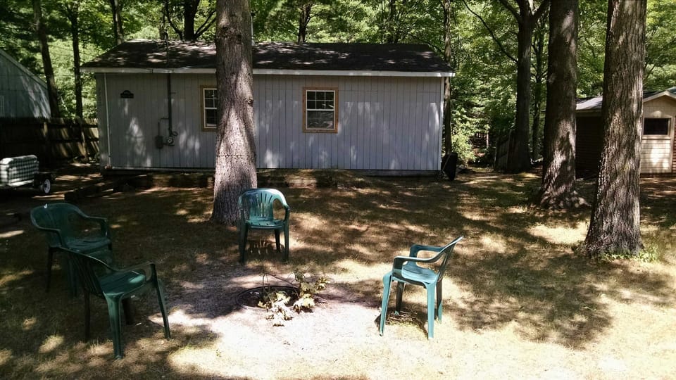 fire pit on road side. Another on the water side.
