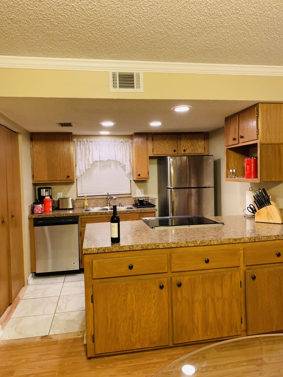Full kitchen view from dining room