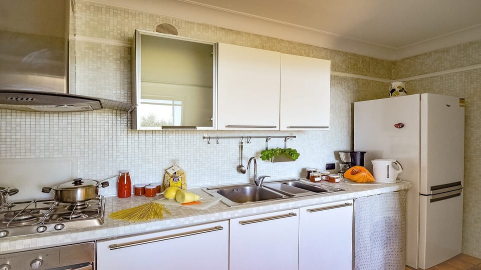 Kitchen well equipped corner side at villa located in Sant'Agata sui Due Golfi