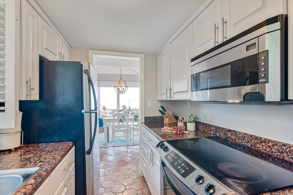 Efficiently equipped kitchen.  Whatever you need; dishes, cookware, spices, etc.