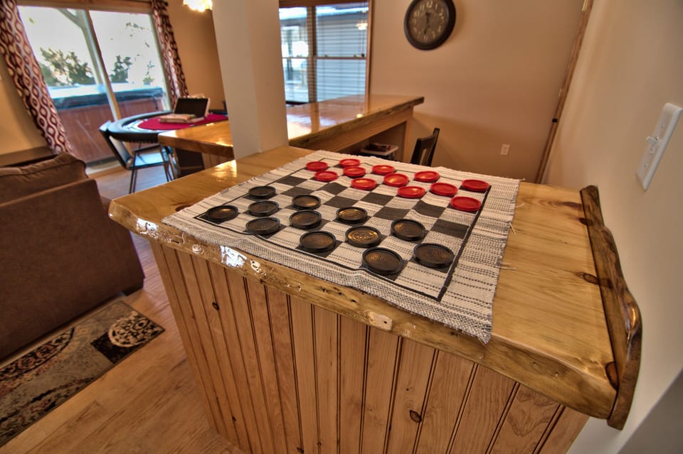 Custom Bar Located On The Lower Level In The Game Room. Checkers Anyone?