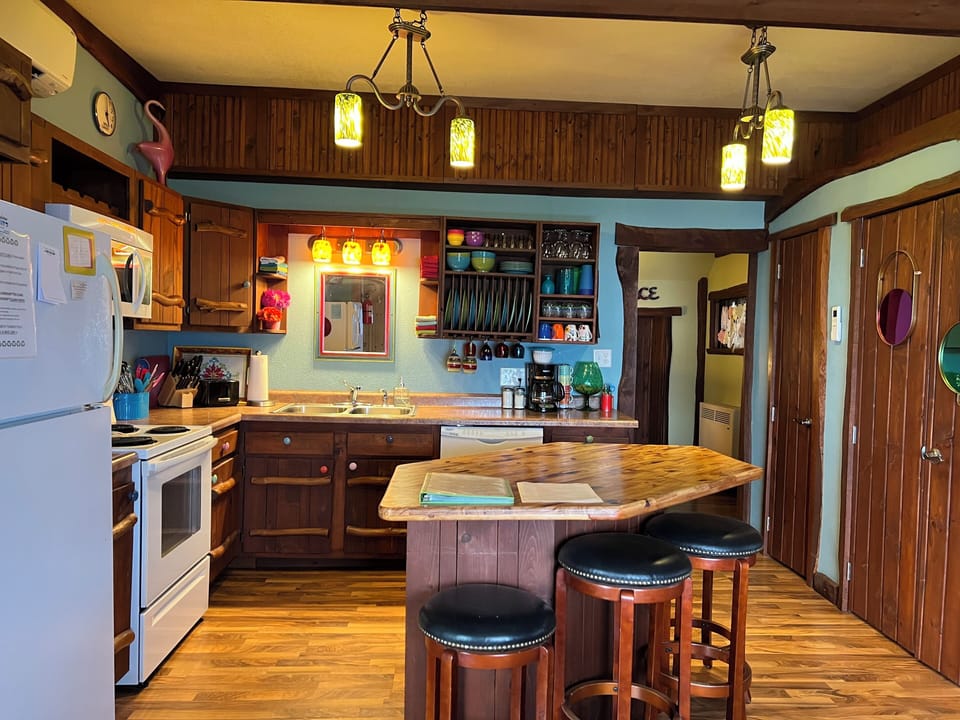 Kitchen island with 4 stools for extra dining seating