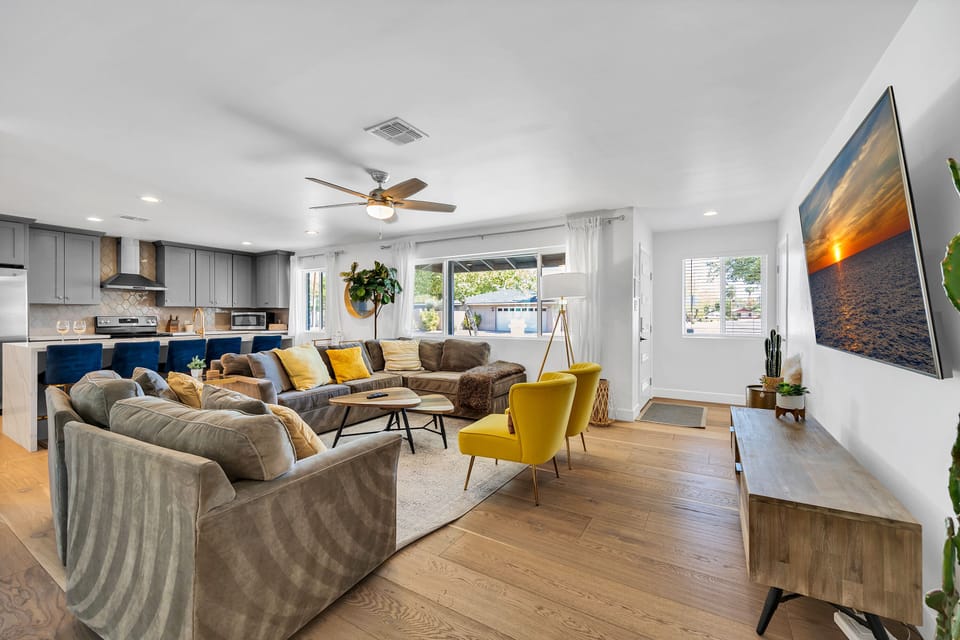 Bright living room with plenty of seating for relaxing together
