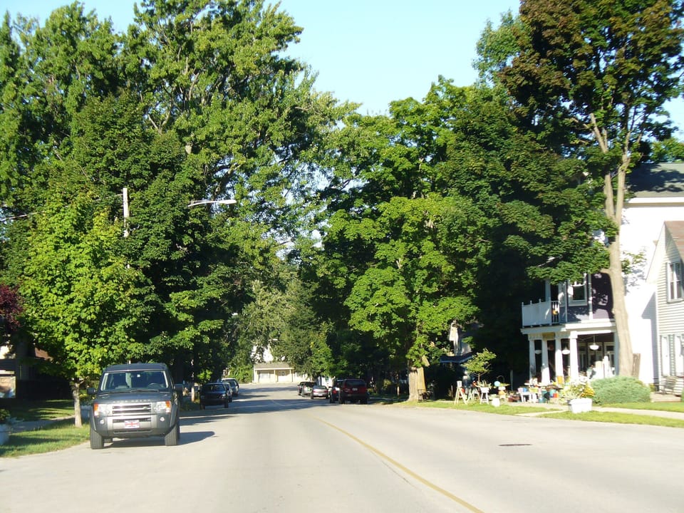 Front Street in Empire. Library is on the left.