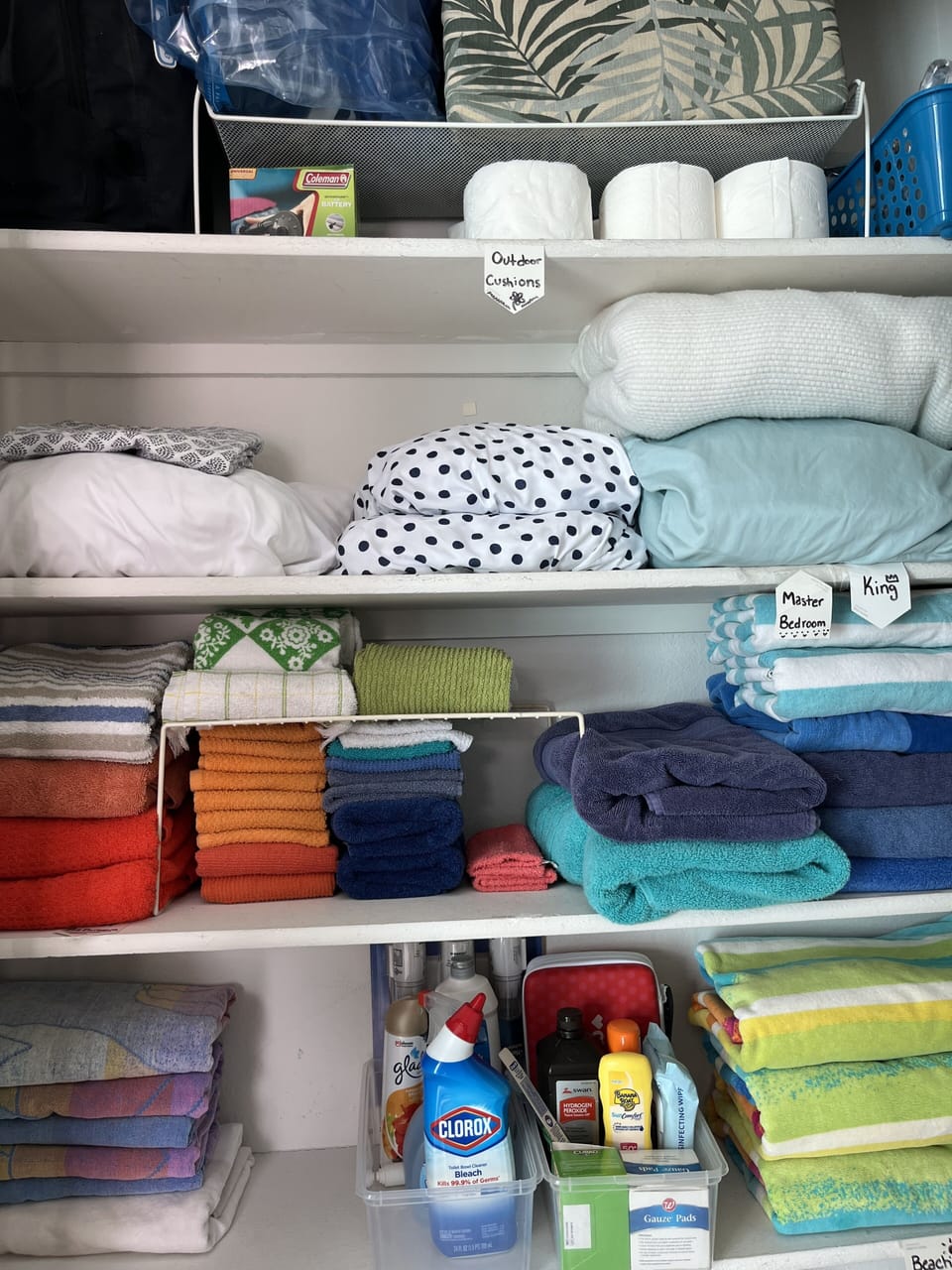 Linen Closet- bath towels, Beach towel, bed linens, ECT
