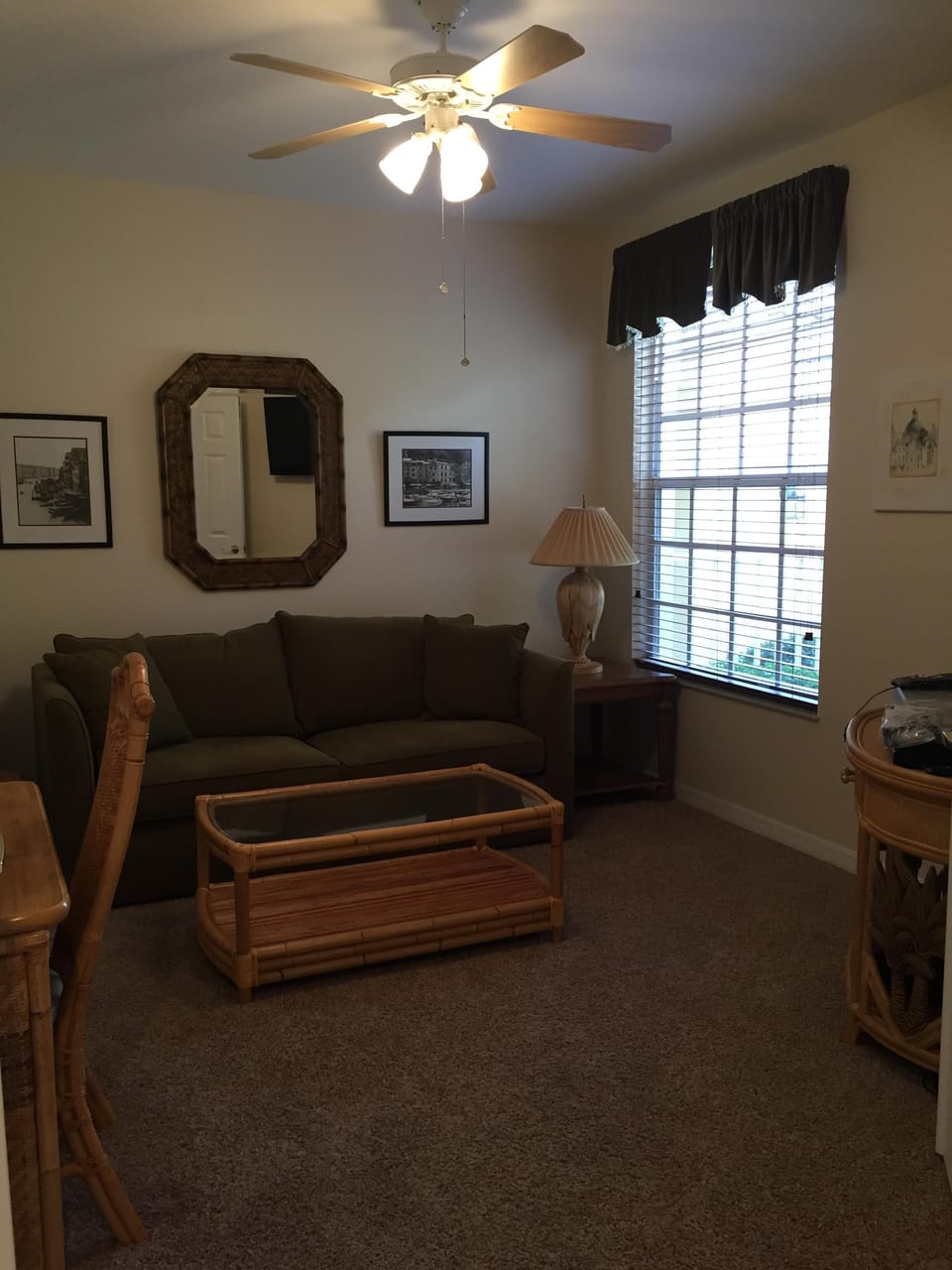 Den with queen size sofa sleeper and desk