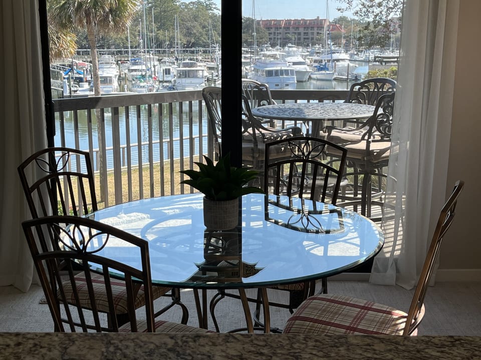View from the kitchen looking out to the Marina.