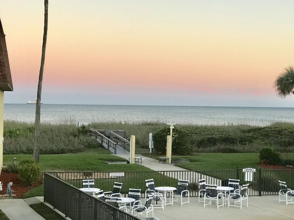 View from balcony sunrise