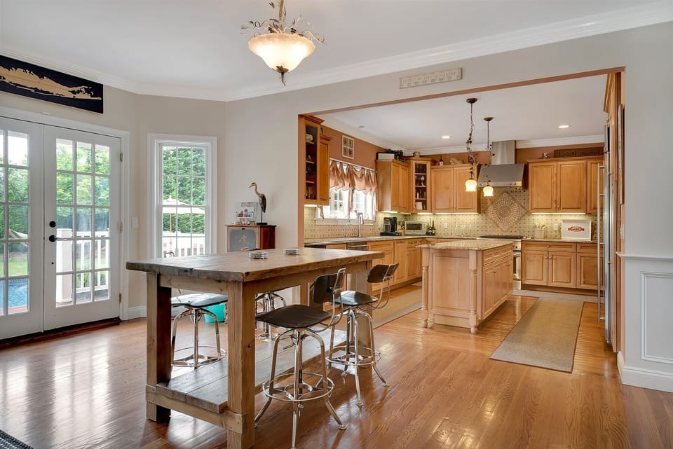 view of kitchen from den