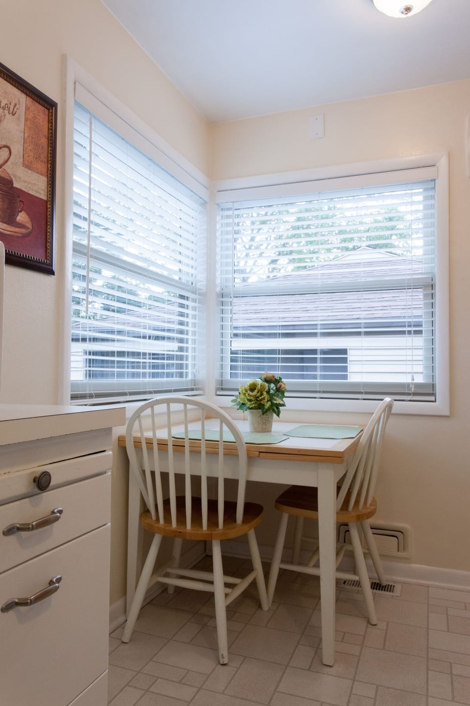 Kitchen dining nook, if you don't have the energy to go to the dining room!