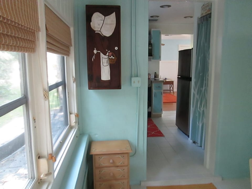 View from the breakfast nook, through kitchen to living room.