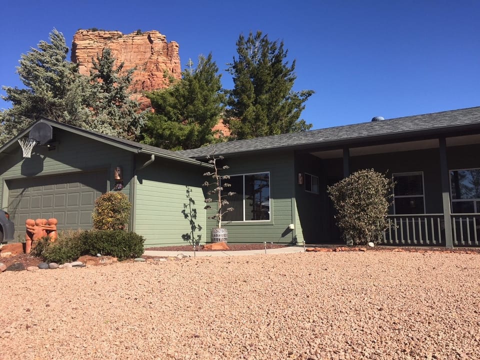 View of Front of home with Castle Rock in the background.