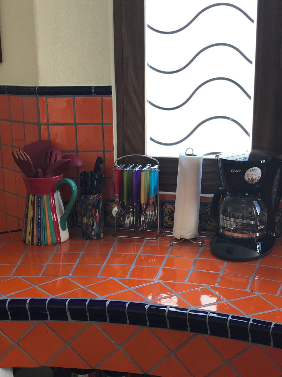 Kitchen area with traditional Mexican tile