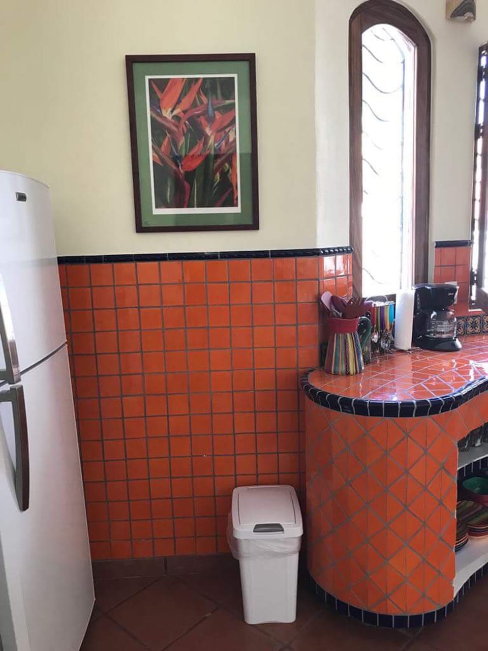 Kitchen area with traditional Mexican tile