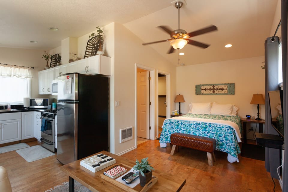 View from Leather loveseat