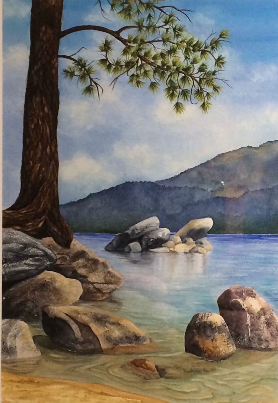 Local artist's rendition of Sand Harbor... 23 miles from the cabin