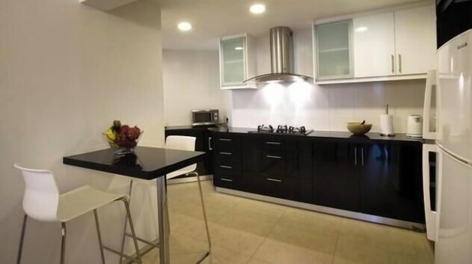 Beautifully designer kitchen with high-gloss cabinets