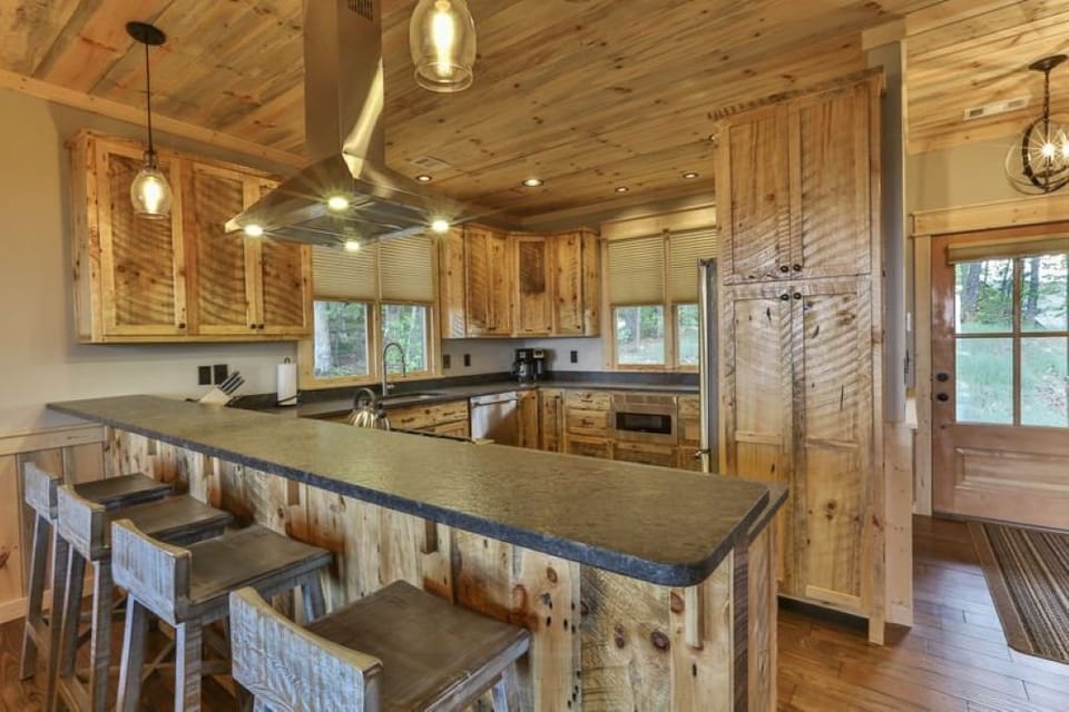 Kitchen with bar seating 