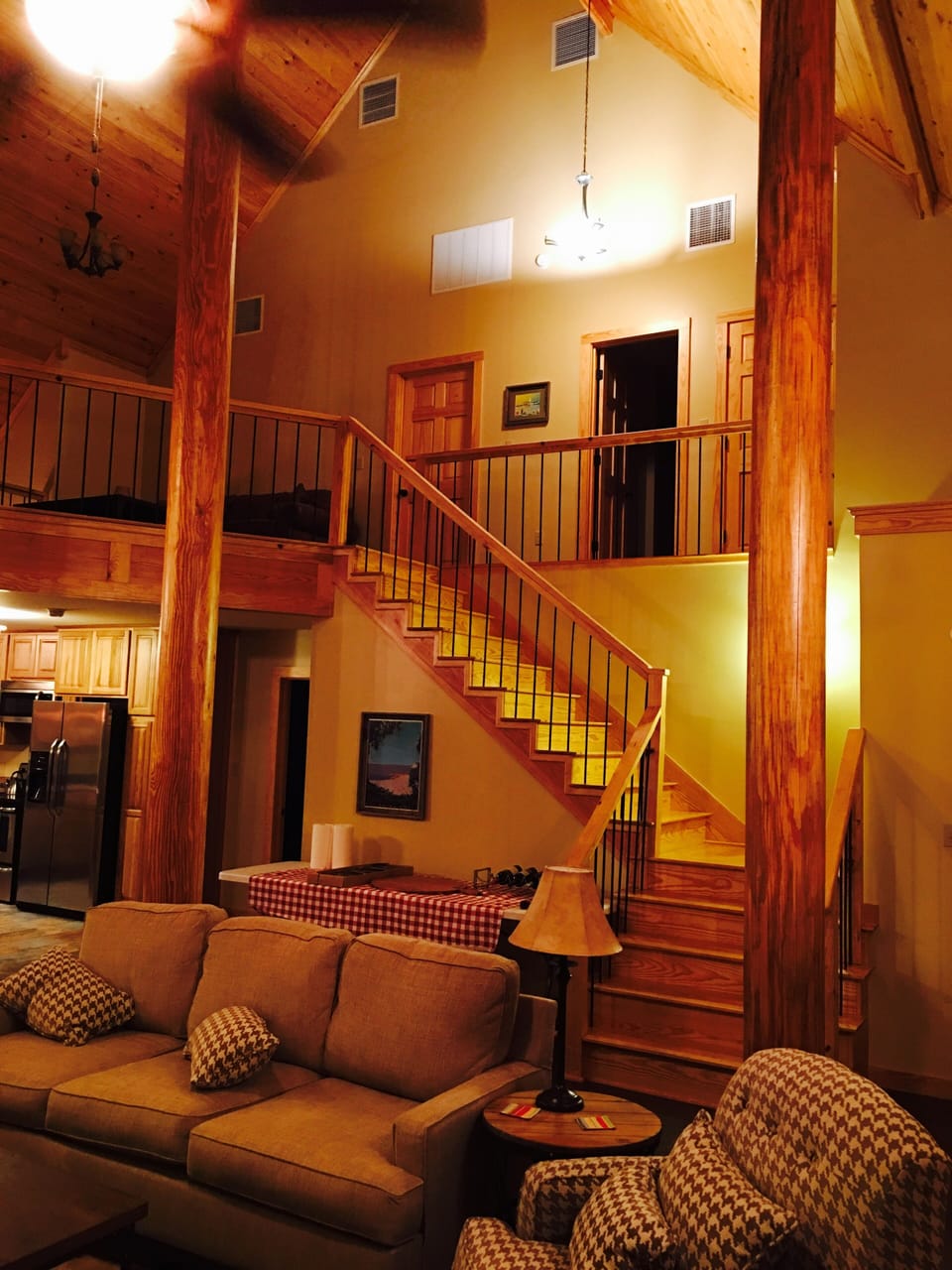 Rustic stairway to bedrooms
