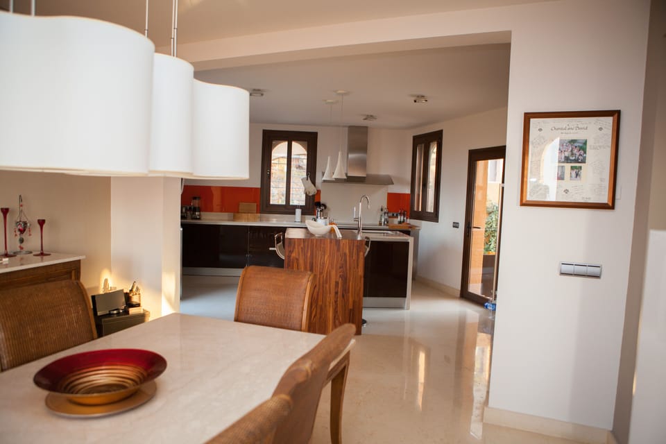 Dining room with open plan kitchen