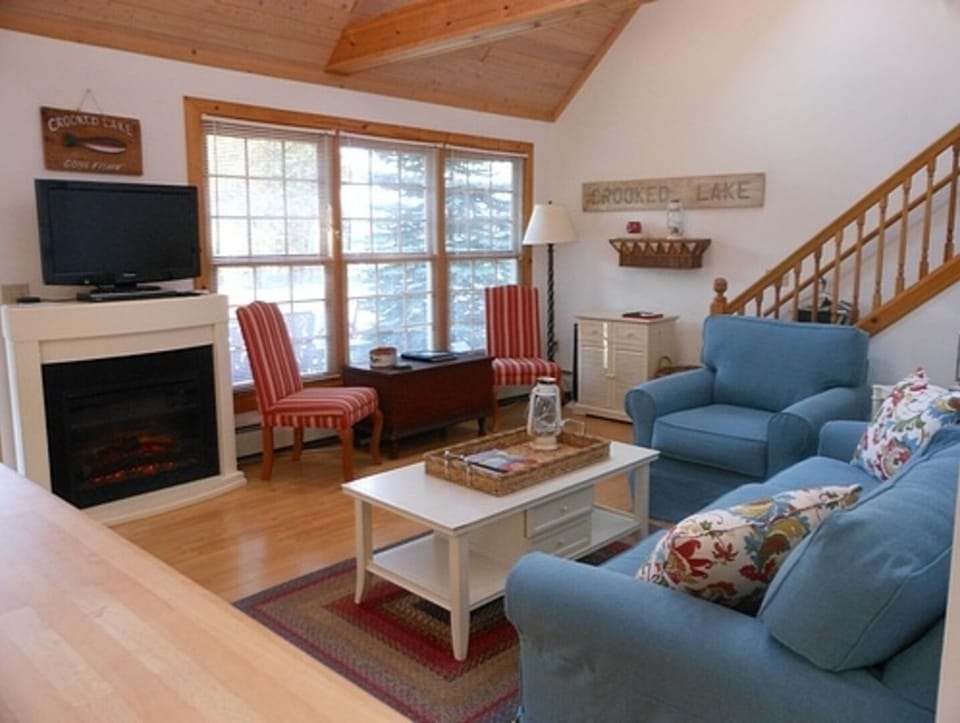 Light pine interior is airy and bright. 