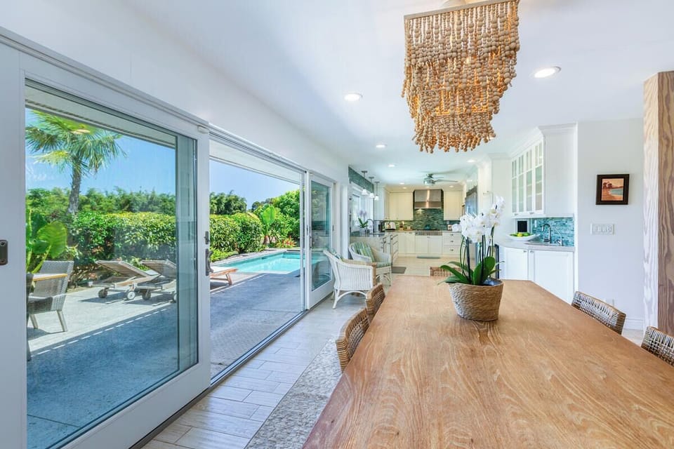 The view of the pool from the dining area.