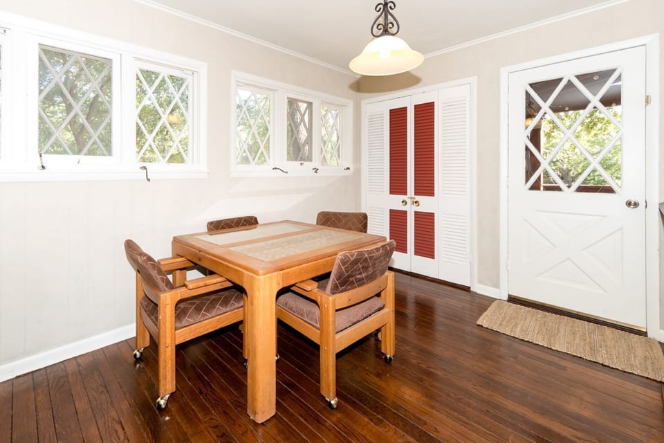 Dining area for meals; crank windows for fresh air!