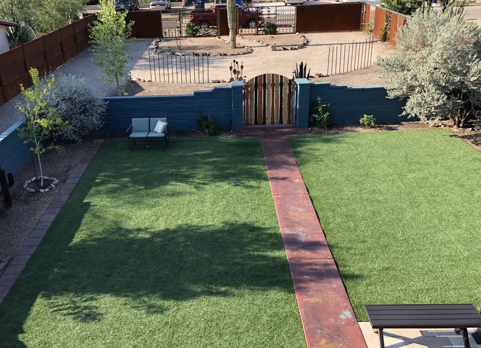 Grassy Courtyard, circular driveway with double gates