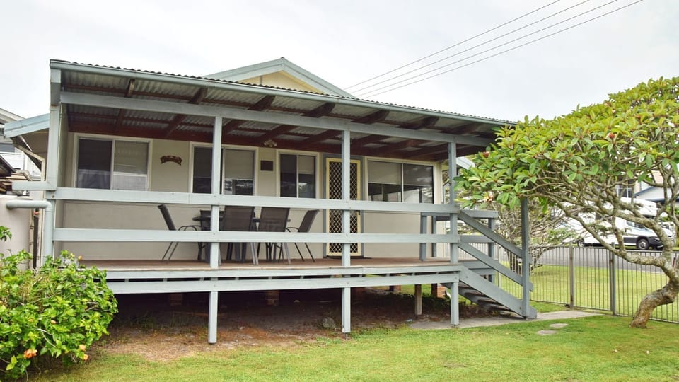 Front of property and deck.